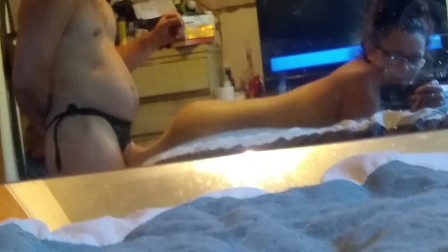 Getting fucked by a huge dildo