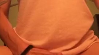 Orgasm while riding a dildo