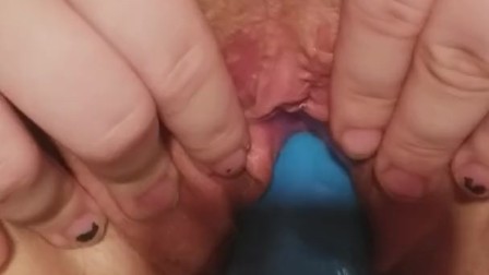 Chubby pussy fucked with dildo