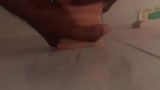 Thick black dick has a quickie with toy