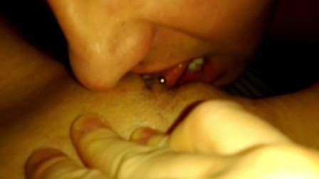 Pierced Clit licked until Squirt