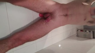 Loads of prostate milking before a hot cumshot