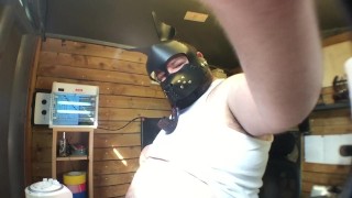 pup with a bone/pipe