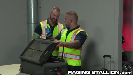 Two Fetish Baggage Claimers Find Toys In Suitcase & USE THEM!