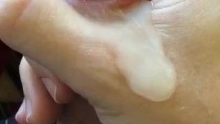 Precum & Cum Pouring Down My Swolen Mushroom Tip
