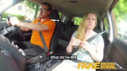 Fake Driving School Ex learner Satine Sparks arse spanked red raw