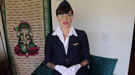 Flight Attendant Role Play Mile High blowjob with Facial Cumshot