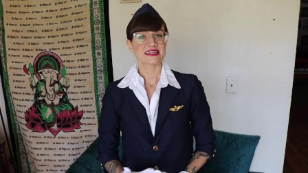 Flight Attendant Role Play Mile High blowjob with Facial Cumshot