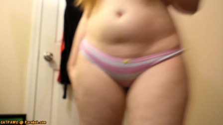 Big Ass teen Striped Panty Tease | Catpaws