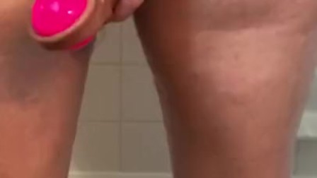 Wife takes 10” dildo in shower
