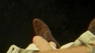 Horny uncut teen jerking and cumming at a public car park