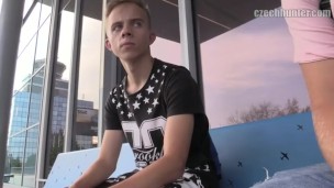 CZECH HUNTER 372 -  Shy Twink Gets Paid To Strip Down And Suck A Big Fat Cock