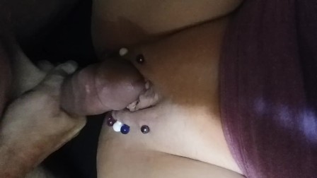 shaved pierced pussy quicky creampie