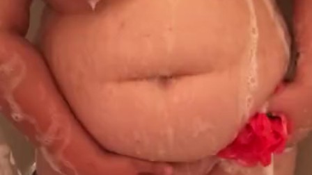 FIRST VIDEO!!  amateur Shy Chubby White Girl In Shower.