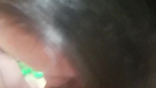 POV blowjob with spit and gagging and cum in mouth