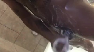 Stroking bbc in the shower
