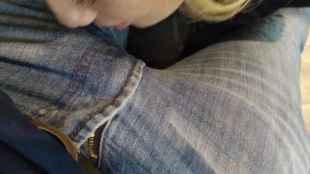 blowjob close up at lunch, our moans heard the whole office