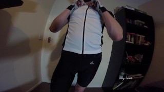 Hot guy in cycling gear fucks flesh light and cums