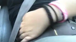 Feedee car ride belly play in tight pants