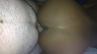 Black teen knows how to take fat white cock