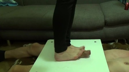 Crushed cock and balls barefoot it - CBT Trampling -part1