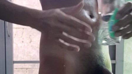 Thai boy massage his Penis with oil