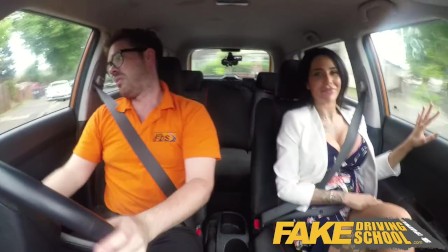Fake Driving School Spunk covered pussy for busty British babe Alice Judge
