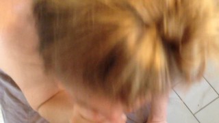 Amateur blonde gets cum in mouth while sucking on my dick - Matthias Christ