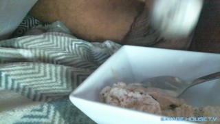 Sexy GF Gives Messy BBC Blowjob with Ice Cream & Chocolate Syrup