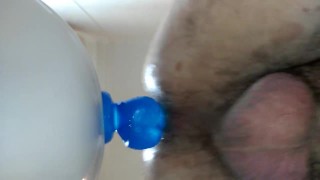 Watch me ride my big blue dildo and loving it!