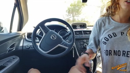 Wet anal orgasm with my girlfriend in the rental car