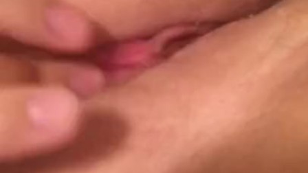 Playing with my freshly shaven pussy and cumming