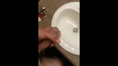 Little Thick Creamy cum in bathroom
