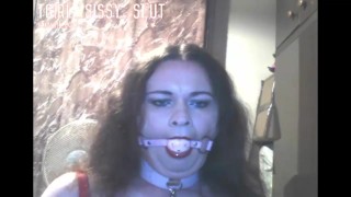 sissy use ballgag on webcam