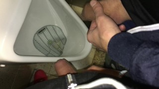 Pissing with my stepbrother at disco urinal