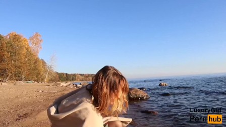 Outdoor blowjob and Cum in Mouth! - Sweet teen Doing blowjob on the Beach.