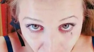 Crazy slutty teen opens mouth, crosses, eyes, and gags on dildo. AMAZING!!