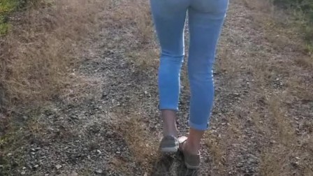 Walking and pissing my pants on the side of the road.
