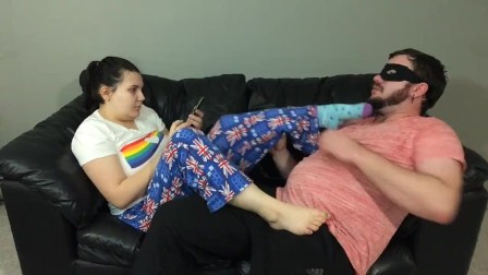 Feet in Face HJ & Footjob from teen in Pyjamas