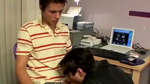 Young gay chainsmoker blows dicks of his butt buddies