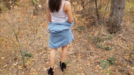 OUTDOOR Follow horny bunny with sexy legs in the WOODS 4K