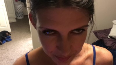 Homemade POV MILF blowjob facial before bedtime