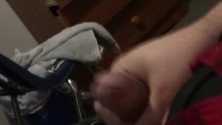 College bear tugs on cock in dorm room