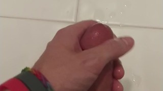 Nut in bathroom with lots of precum