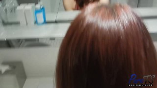 watch tall redhead trans Natalie get her big dick sucked and get fucked