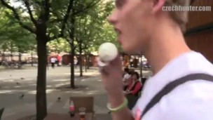 CZECH HUNTER 380 - Fit Blonde Twink Eats Cock Like He Licks His Ice Cream