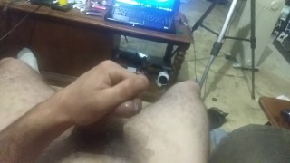 Stroking my dick till big cumshot