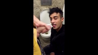 Someone came, but at the second time he finally swallows PUBLIC TOILET