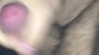 Hairy uncut cums on wall