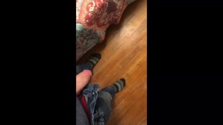 Athletic stud cums in mirror